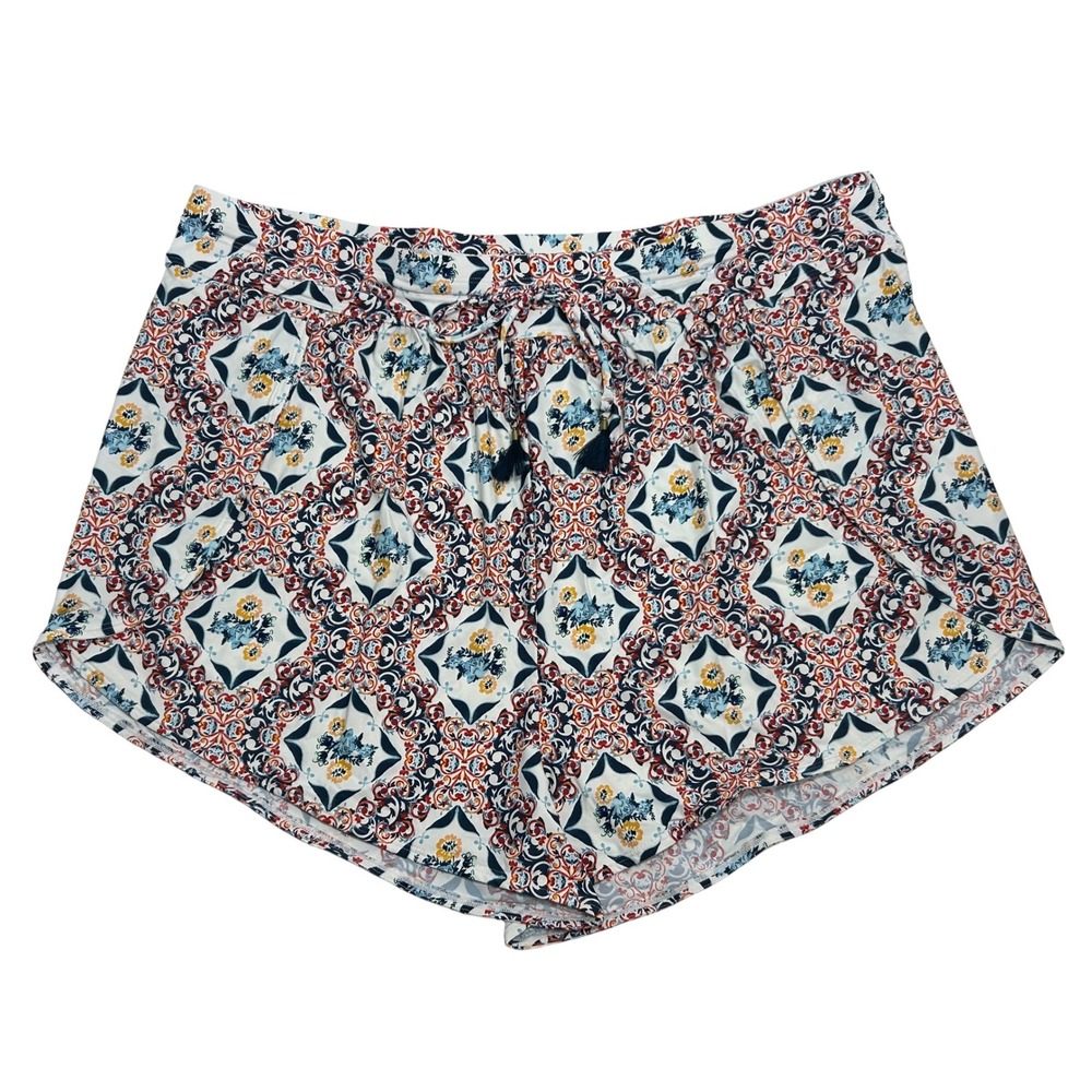 Jantzen Red Multi Ceramic Floral Print Swim Board Shorts Plus Size 18W JZ23707C